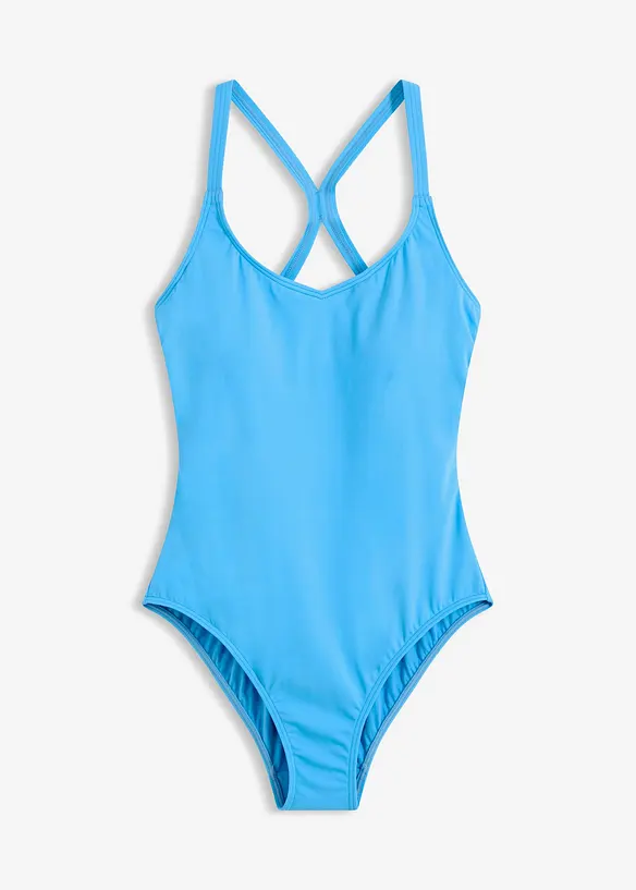 Schnelltrocknender Sport-Badeanzug mit Racerback in blau von vorne - bonprix