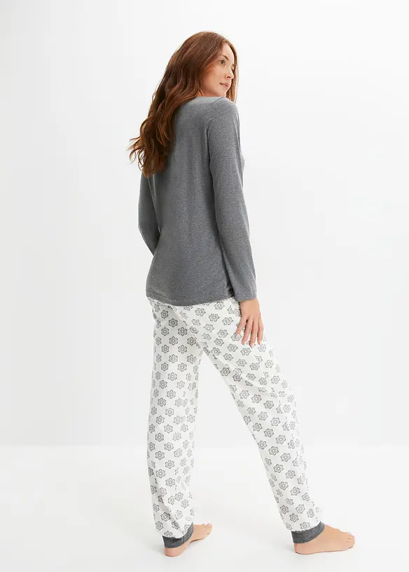 Pyjama aus weicher Baumwolle in weiß von hinten (Totalaufnahme) - bonprix