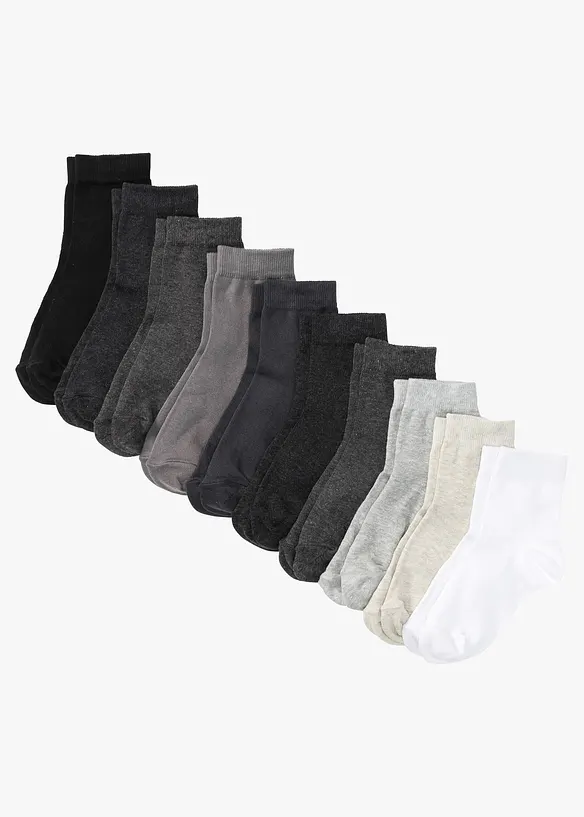 Kurzsocken mit Bio-Baumwolle (10er Pack) in grau von vorne - bonprix