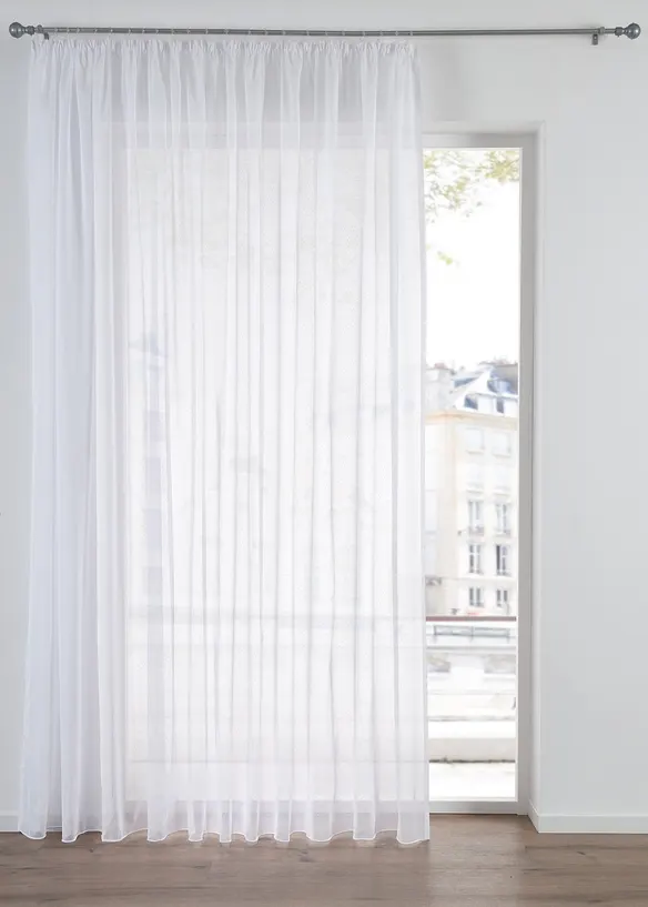 Gardinen Store aus feiner Sable Struktur mit recyceltem Polyester in weiß - bonprix