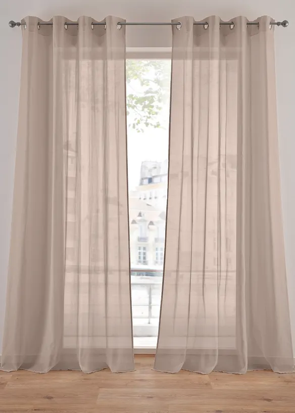 Gardine aus feiner Batist Struktur (1er Pack) in grau - bonprix
