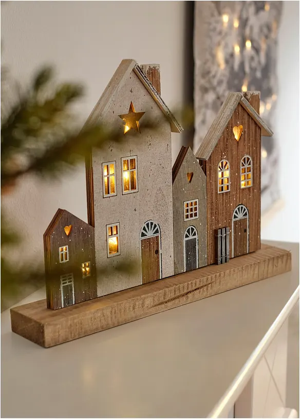 Boltze LED-Deko-Objekt Häuser in beige (Ambiente) - Boltze Home Collections