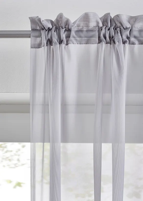 Transparente Gardinen aus feinem Voile (2er Pack) in silber - bonprix