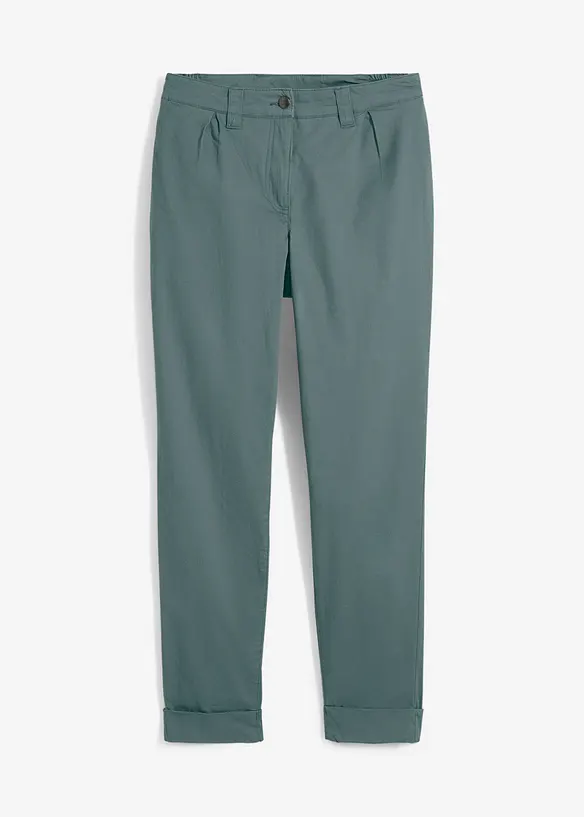 Knöchellange Chinohose aus elastischem Baumwoll-Mix in grün von vorne - bonprix Knöchellange Chinohose aus elastischem Baumwoll-Mix in grün von vorne - bonprix