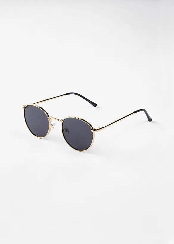 Runde Sonnenbrille mit Metallrahmen in gold von vorne - bonprix