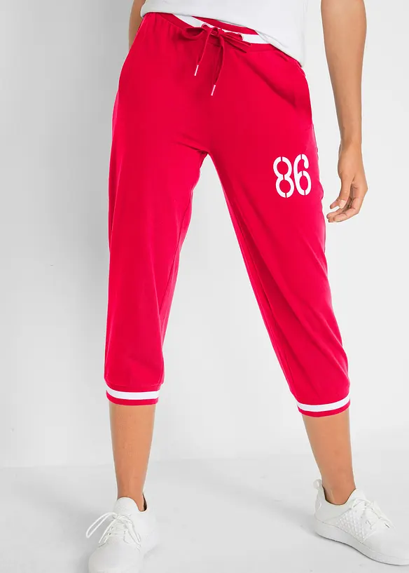 Jogginghose, 3/4-Länge aus Baumwollmix in rot von vorne - bonprix Jogginghose, 3/4-Länge aus Baumwollmix in rot von vorne - bonprix