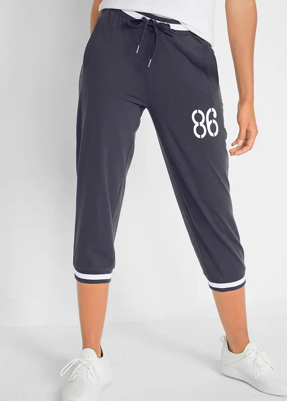 Jogginghose, 3/4-Länge aus Baumwollmix in blau von vorne - bonprix Jogginghose, 3/4-Länge aus Baumwollmix in blau von vorne - bonprix