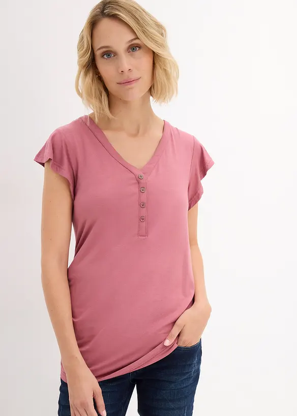 2 in 1 Umstands- und Stillshirt in lila von vorne (im Anschnitt) - bonprix 2 in 1 Umstands- und Stillshirt in lila von vorne (im Anschnitt) - bonprix