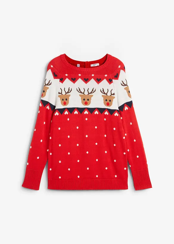 Weihnachtspullover in rot von vorne - bonprix Weihnachtspullover in rot von vorne - bonprix