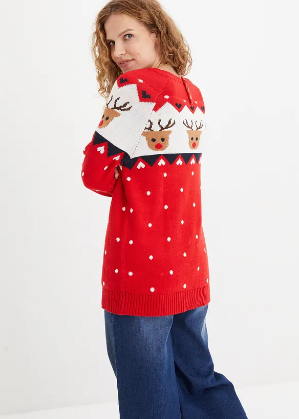 Weihnachtspullover in rot von hinten (im Anschnitt) - bonprix Weihnachtspullover in rot von hinten (im Anschnitt) - bonprix