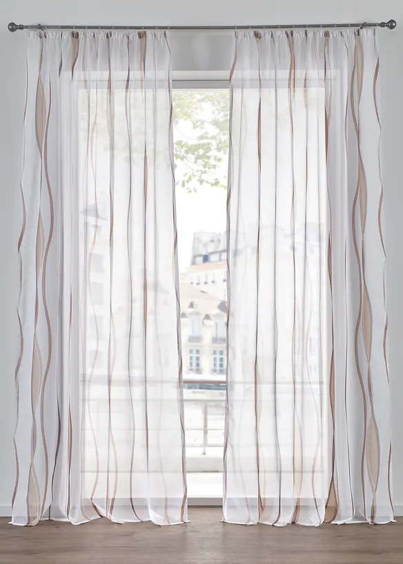 Transparente Gardine aus feinem Voile (1er Pack) in braun - bonprix