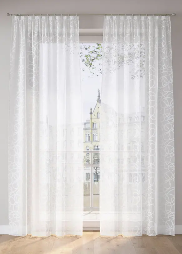 Gardine mit Druck mit recyceltem Polyester (1er Pack) in weiß - bonprix