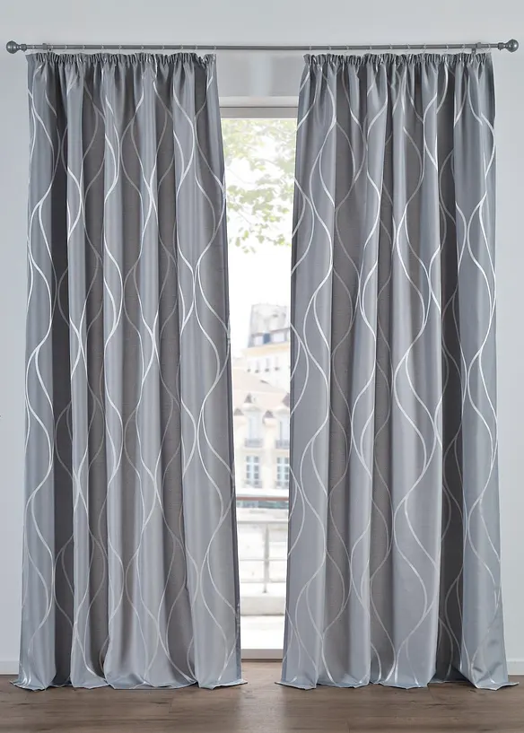 Blickdichter Vorhang aus gewebten Jacquard (1er Pack) in grau - bonprix