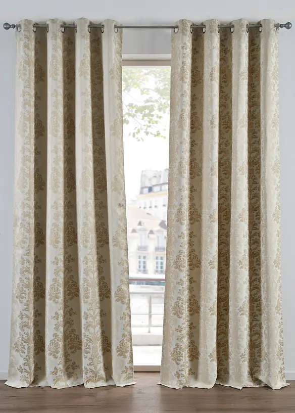 Blickdichter Vorhang aus gewebtem Jacquard, in vielen Größen (1er Pack) in beige - bonprix