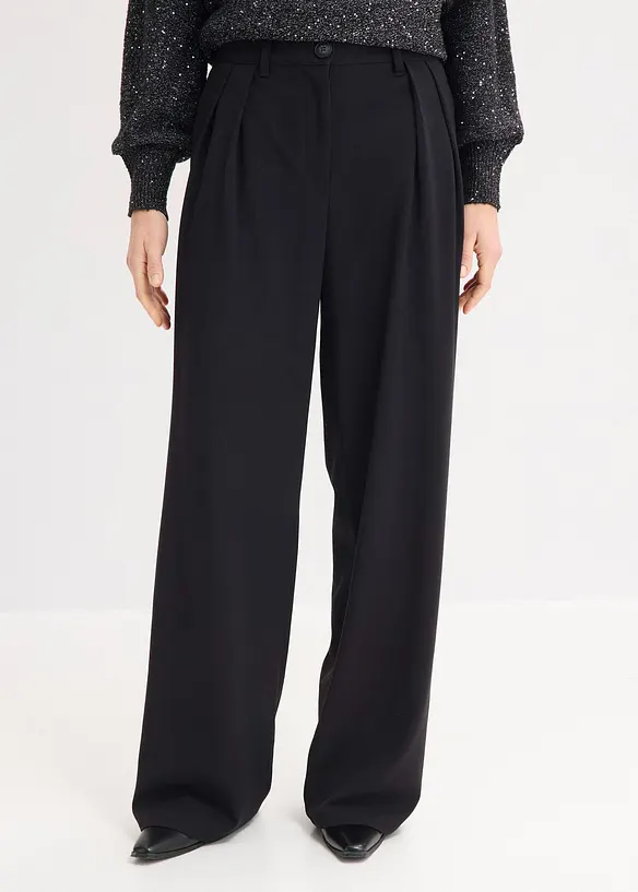Marlenehose mit elastischem Bund in schwarz von vorne - bonprix Marlenehose mit elastischem Bund in schwarz von vorne - bonprix