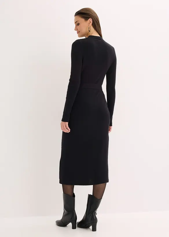 Ripp-Strickkleid aus Viskose-Mix in schwarz von hinten (Totalaufnahme) - bonprix Ripp-Strickkleid aus Viskose-Mix in schwarz von hinten (Totalaufnahme) - bonprix