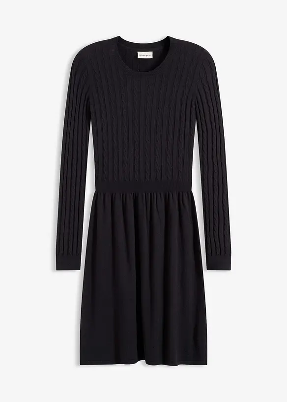 Strickkleid aus Viskose-Mix in schwarz von vorne - bonprix