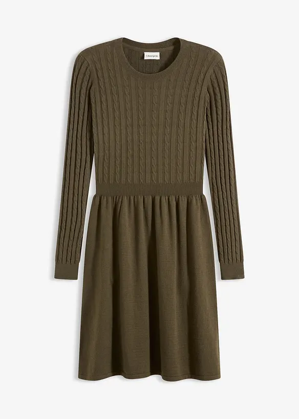 Strickkleid aus Viskose-Mix in braun von vorne - bonprix