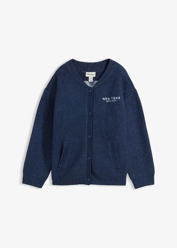 Oversize-Strickjacke in blau von vorne - bonprix