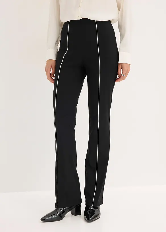 Stretch-Hose flared aus Bengalin in schwarz von vorne - bonprix