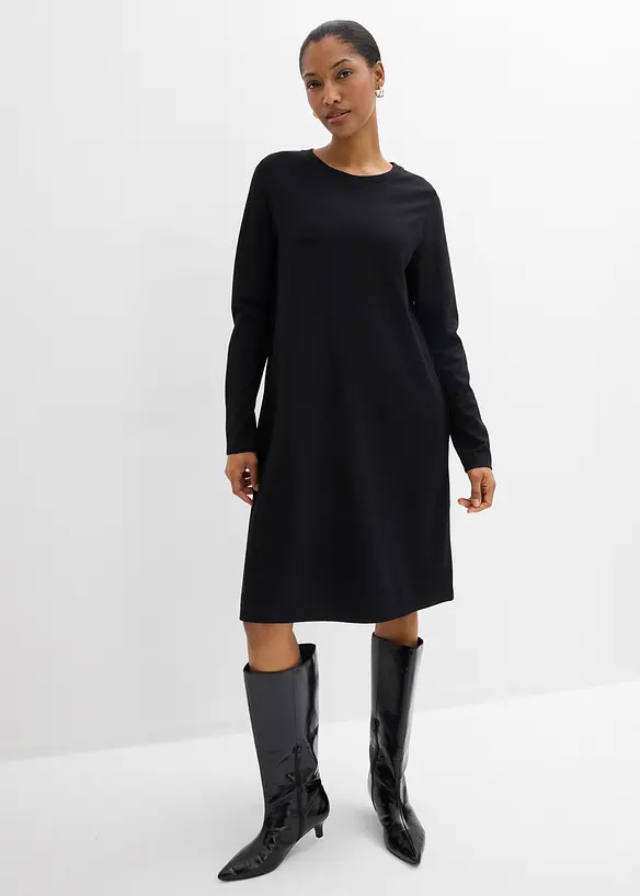 Shirtkleid in A-Linie aus Viskose-Mix in schwarz von vorne (Totalaufnahme) - bonprix Shirtkleid in A-Linie aus Viskose-Mix in schwarz von vorne (Totalaufnahme) - bonprix