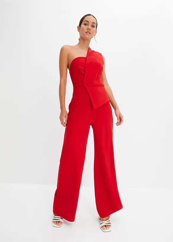 Overall aus strukturiertem Crepe in rot von vorne (Totalaufnahme) - bonprix