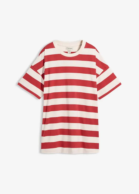 Oversize-Shirt aus reiner Bio-Baumwolle in rot von vorne - bonprix