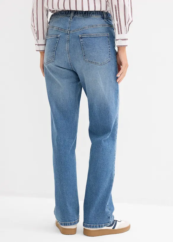 Loose Straight-Jeans High Waist in blau von hinten - bonprix