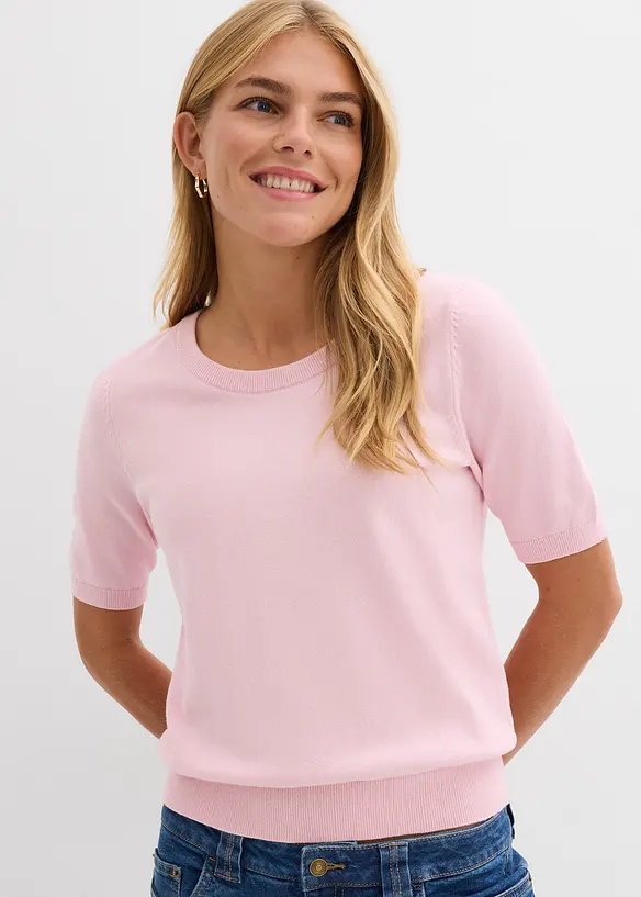 Feinstrickpullover in rosa von vorne (im Anschnitt) - bonprix Feinstrickpullover in rosa von vorne (im Anschnitt) - bonprix