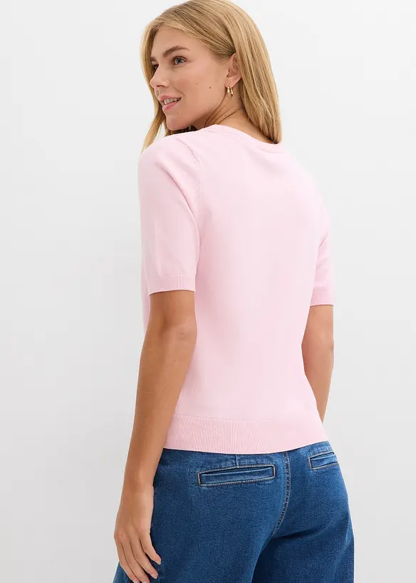 Feinstrickpullover in rosa von hinten (im Anschnitt) - bonprix Feinstrickpullover in rosa von hinten (im Anschnitt) - bonprix