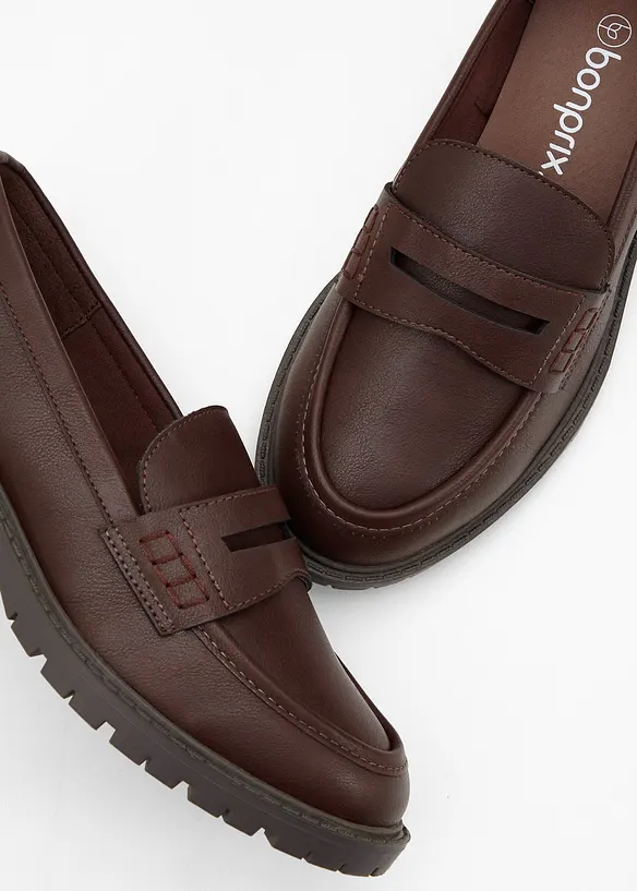 Penny-Loafer mit Profilsohle in braun - bonprix