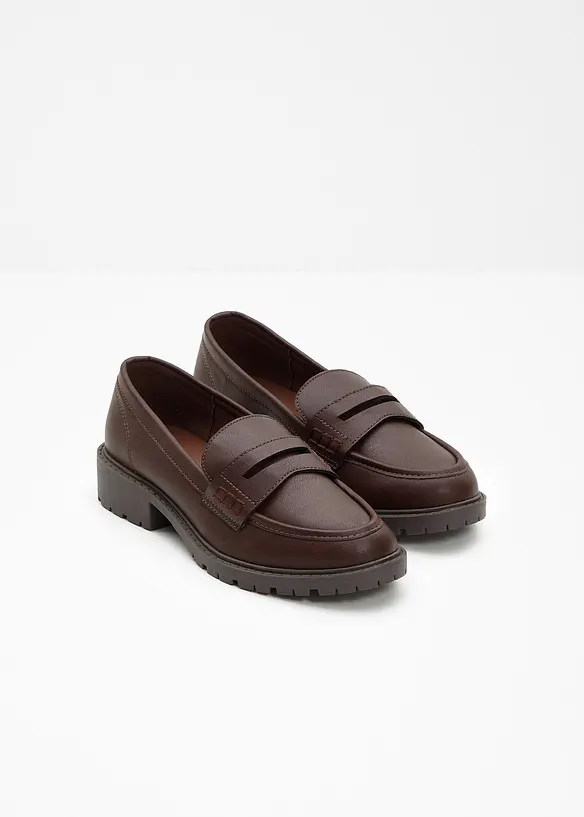 Penny-Loafer mit Profilsohle in braun - bonprix