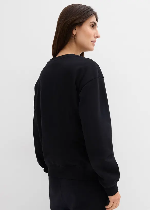 2-in-1 Umstands- und Still-Sweatshirt aus reiner Bio-Baumwolle in schwarz von hinten (im Anschnitt) - bonprix