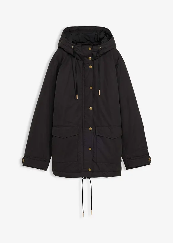 Warm wattierter Parka in schwarz von vorne - bonprix