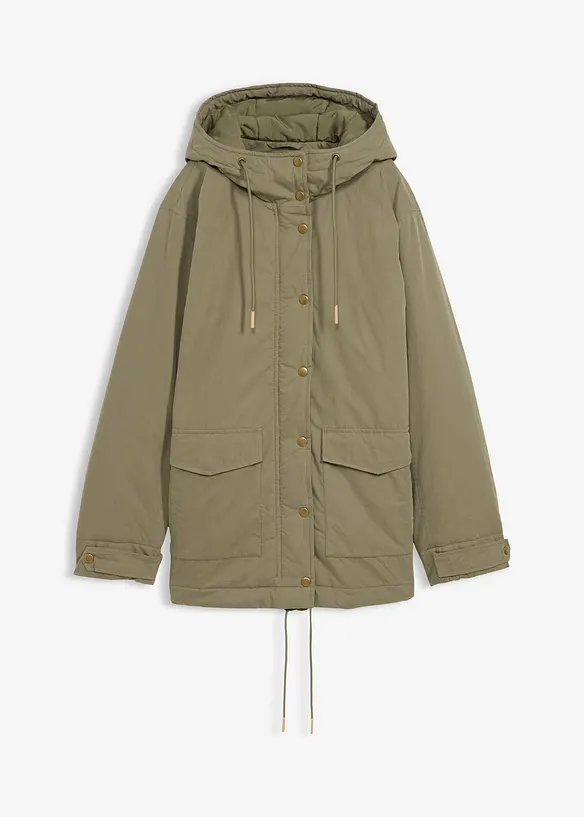 Warm wattierter Parka in grün von vorne - bonprix