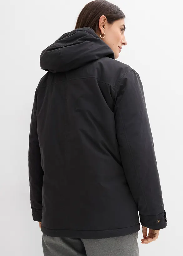 Warm wattierter Parka in schwarz von hinten (im Anschnitt) - bonprix
