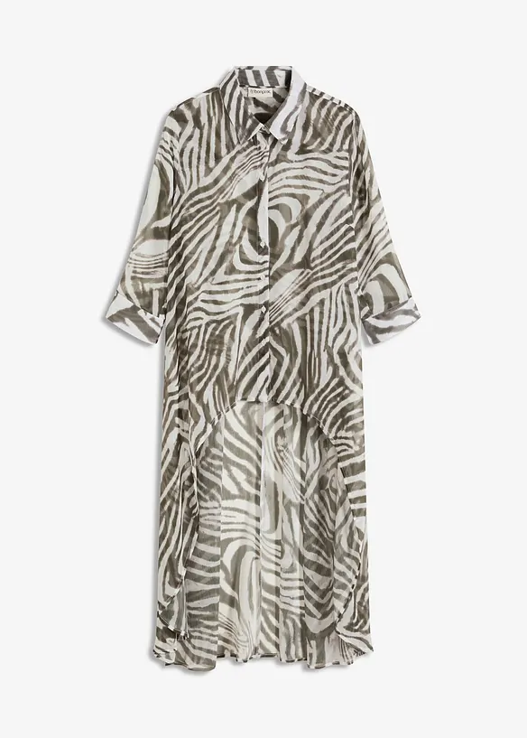 Chiffon-Longbluse in beige von vorne - bonprix Chiffon-Longbluse in beige von vorne - bonprix