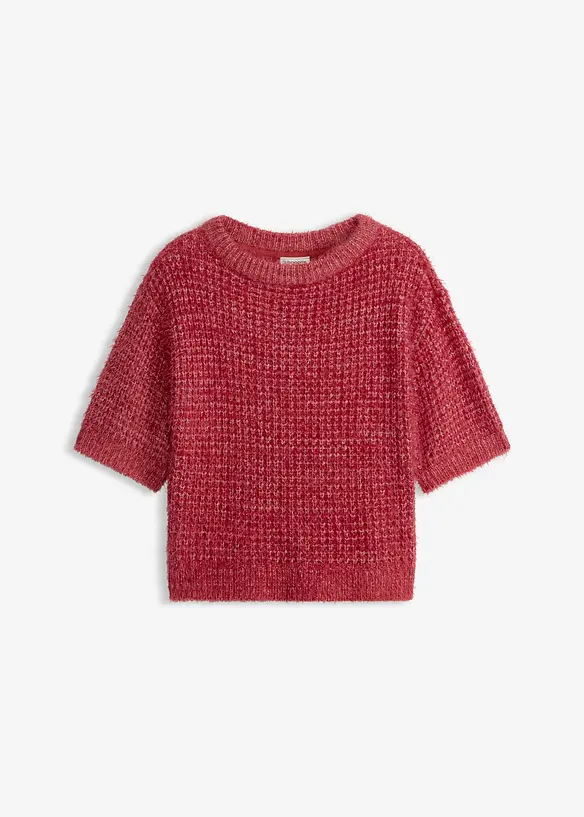 Grobstrick-Pullover mit Federgarn in rot von vorne - bonprix