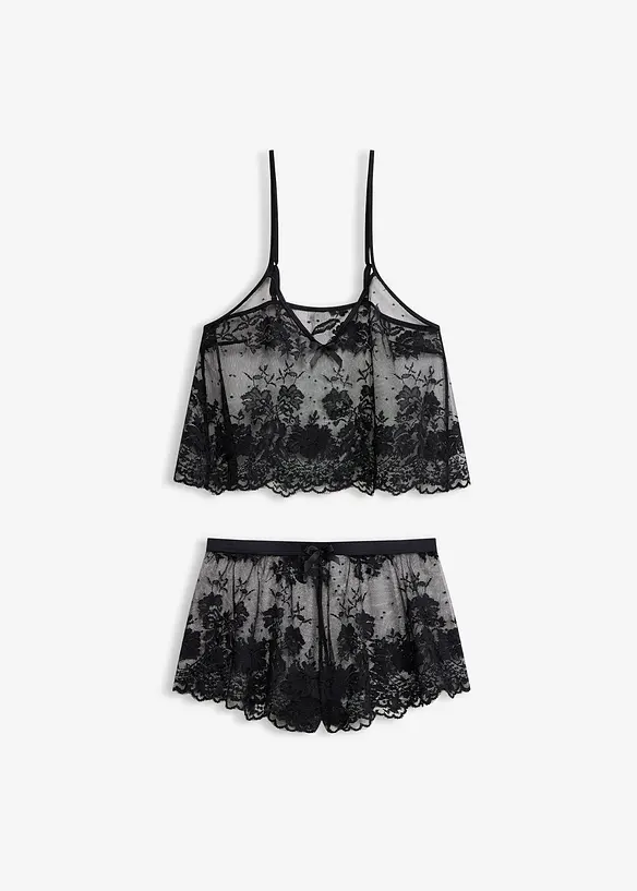 Top+Shorty (2-tlg.Set) in schwarz von vorne - bonprix