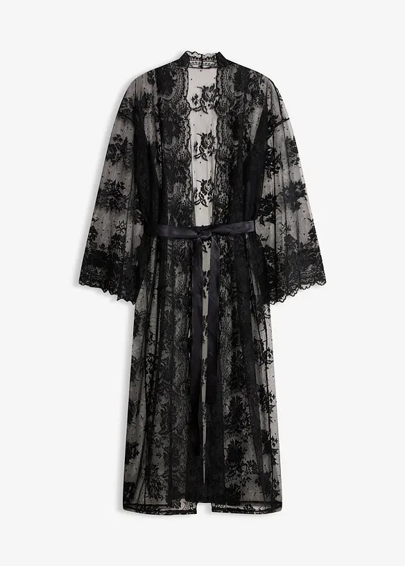 Langer Kimono in schwarz von vorne - bonprix