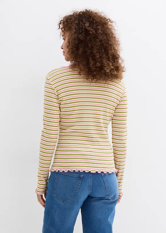 Rippshirt aus Bio-Baumwolle in weiß von hinten (im Anschnitt) - bonprix Rippshirt aus Bio-Baumwolle in weiß von hinten (im Anschnitt) - bonprix