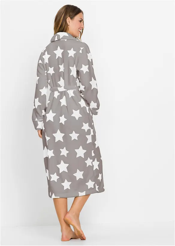 Fleece Bademantel in grau von hinten (Totalaufnahme) - bonprix Fleece Bademantel in grau von hinten (Totalaufnahme) - bonprix