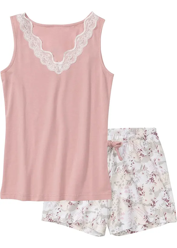 Shorty mit feiner Spitze in rosa von vorne - bonprix