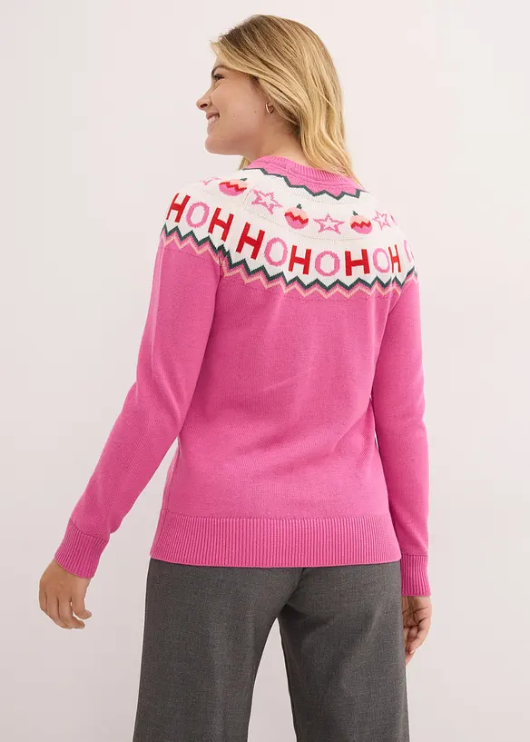 Pullover mit Weihnachtsmotiv in pink von hinten (im Anschnitt) - bonprix Pullover mit Weihnachtsmotiv in pink von hinten (im Anschnitt) - bonprix