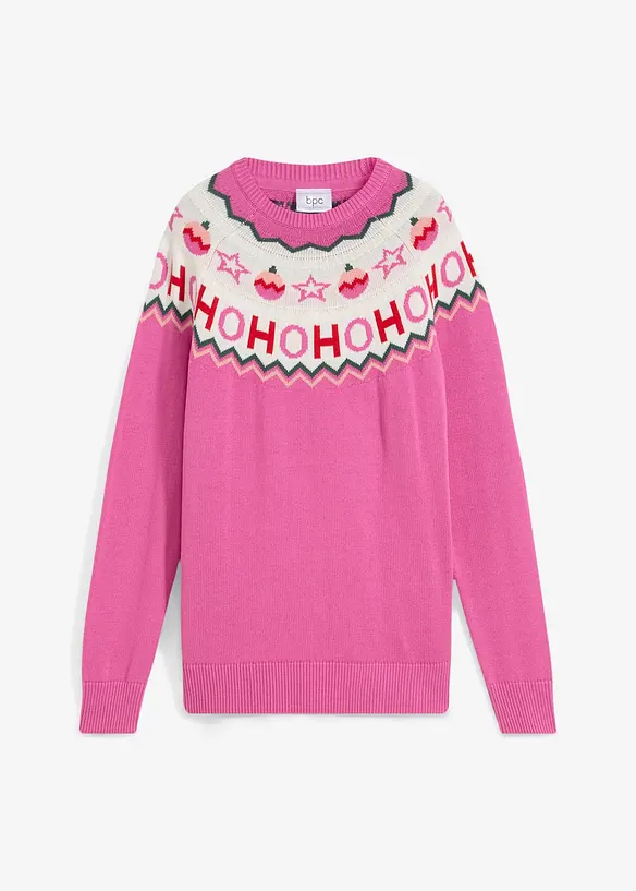 Pullover mit Weihnachtsmotiv in pink von vorne - bonprix Pullover mit Weihnachtsmotiv in pink von vorne - bonprix