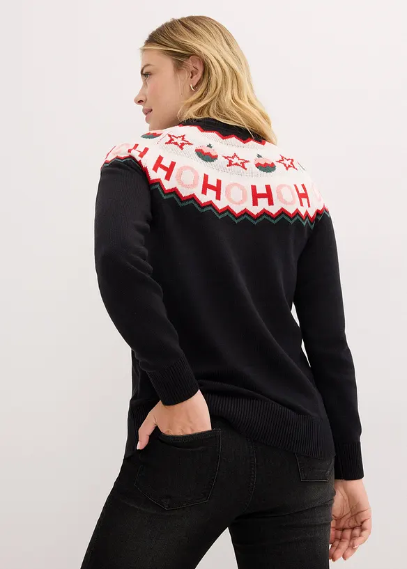 Pullover mit Weihnachtsmotiv in schwarz von hinten (im Anschnitt) - bonprix Pullover mit Weihnachtsmotiv in schwarz von hinten (im Anschnitt) - bonprix