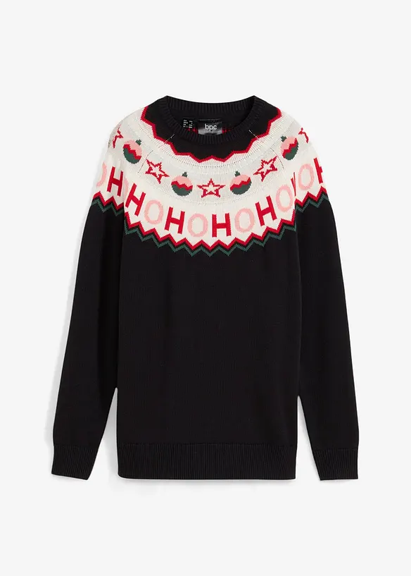 Pullover mit Weihnachtsmotiv in schwarz von vorne - bonprix Pullover mit Weihnachtsmotiv in schwarz von vorne - bonprix