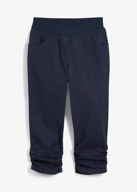 Capri-Hose aus elastischem Baumwoll-Mix in blau von vorne - bonprix