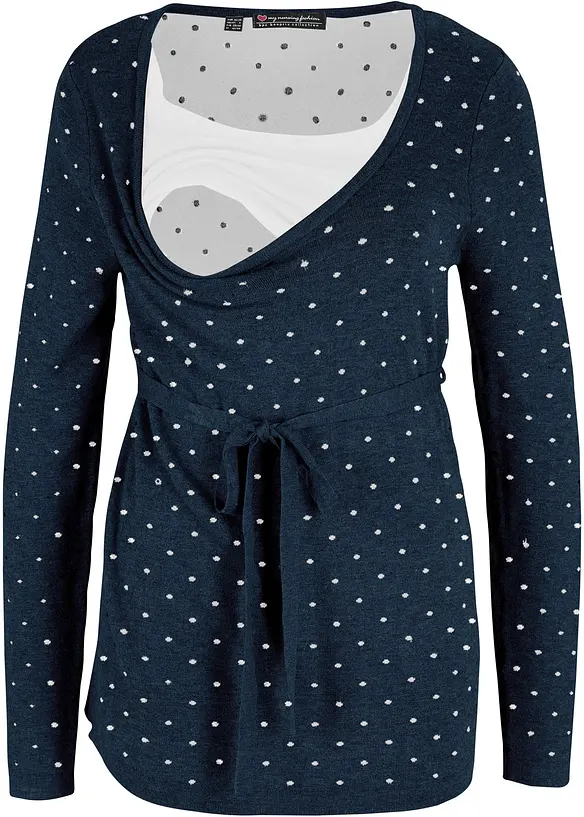 2-in-1 Umstands-und Stillpullover aus Feinstrick in blau von vorne - bonprix