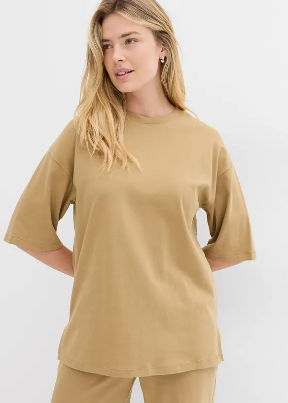 Longshirt aus Interlock in braun von vorne (im Anschnitt) - bonprix